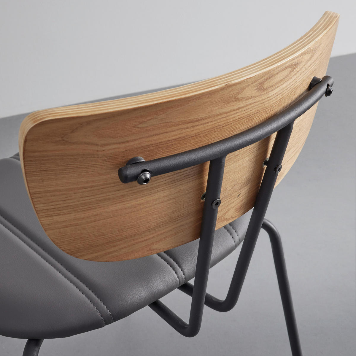 STUHL Cera Grau Lederlook Gepolstert - Grau, Holz (42/78/54cm) - Bessagi Home