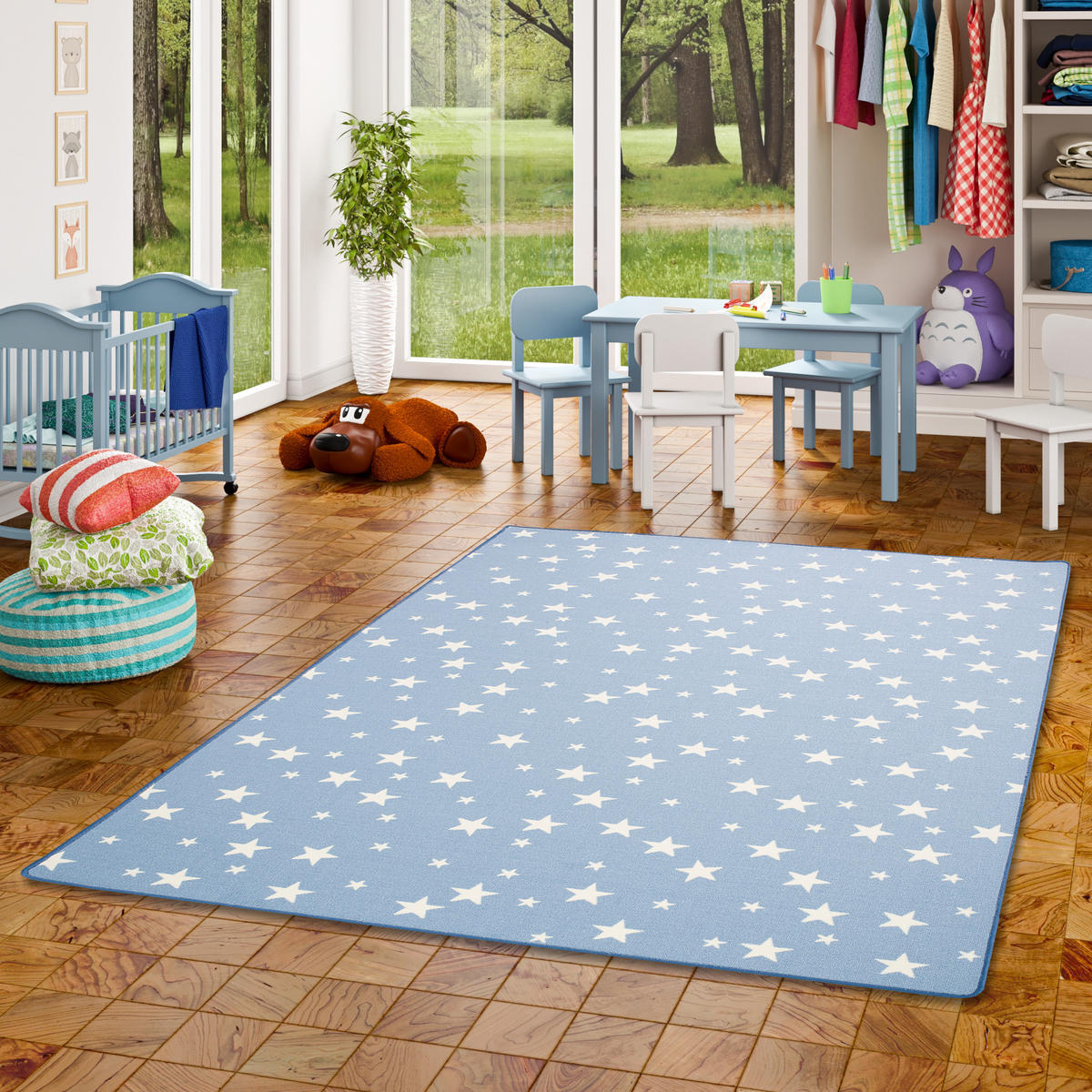 KINDER SPIEL TEPPICH STERNE - Blau, Textil (100/200cm) - Snapstyle