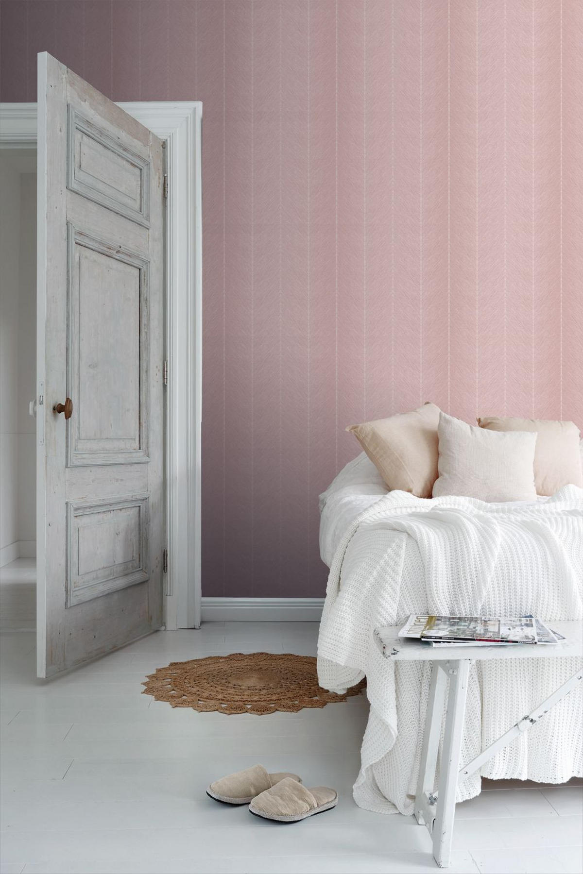 TAPETE Fischgrätmuster - Pink, Papier (53/1000cm) - Sanders & Sanders