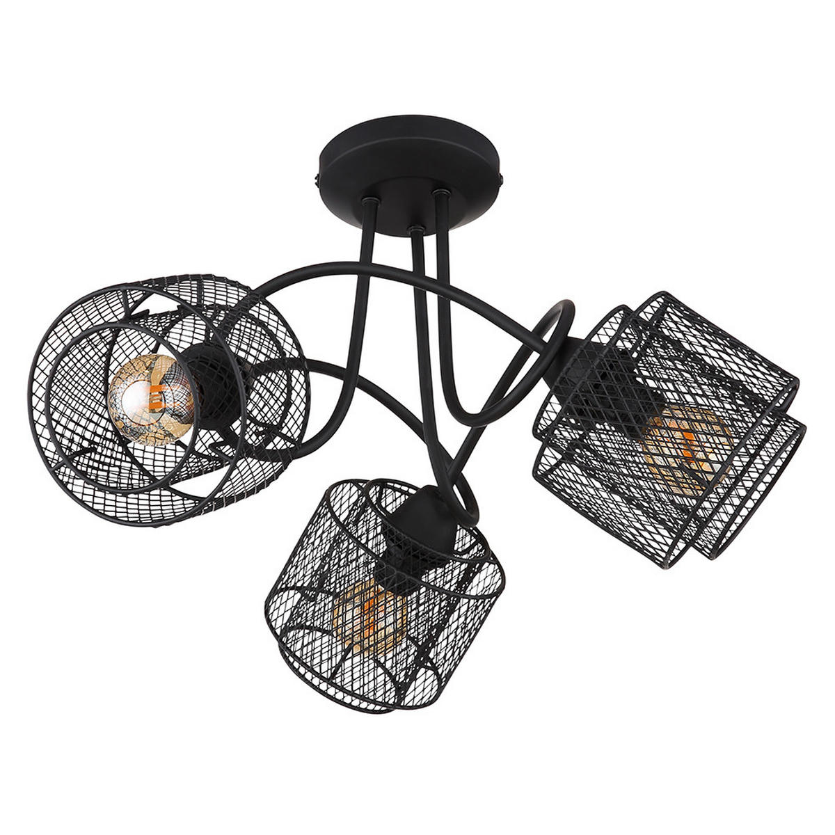DECKENLEUCHTE Metall Gitteroptik Schwarz - Schwarz, Metall (46/46/27.5cm) - Globo Lighting