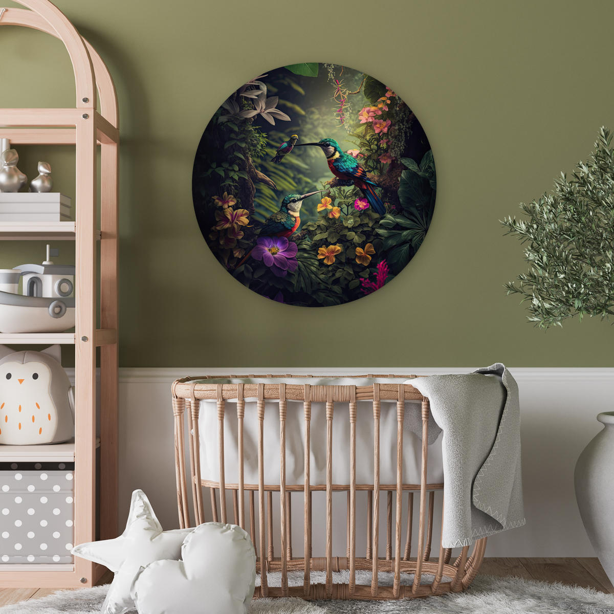 WANDBILD Blumen - Vogel - Dschungel - Pflanzen 60x60 cm - Petrol, Kunststoff (60/60cm) - MuchoWow