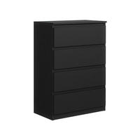 KOMMODE mit 4 Schubladen Schwarz - Schwarz, Holzwerkstoff (102/70/39cm) - MebLocker