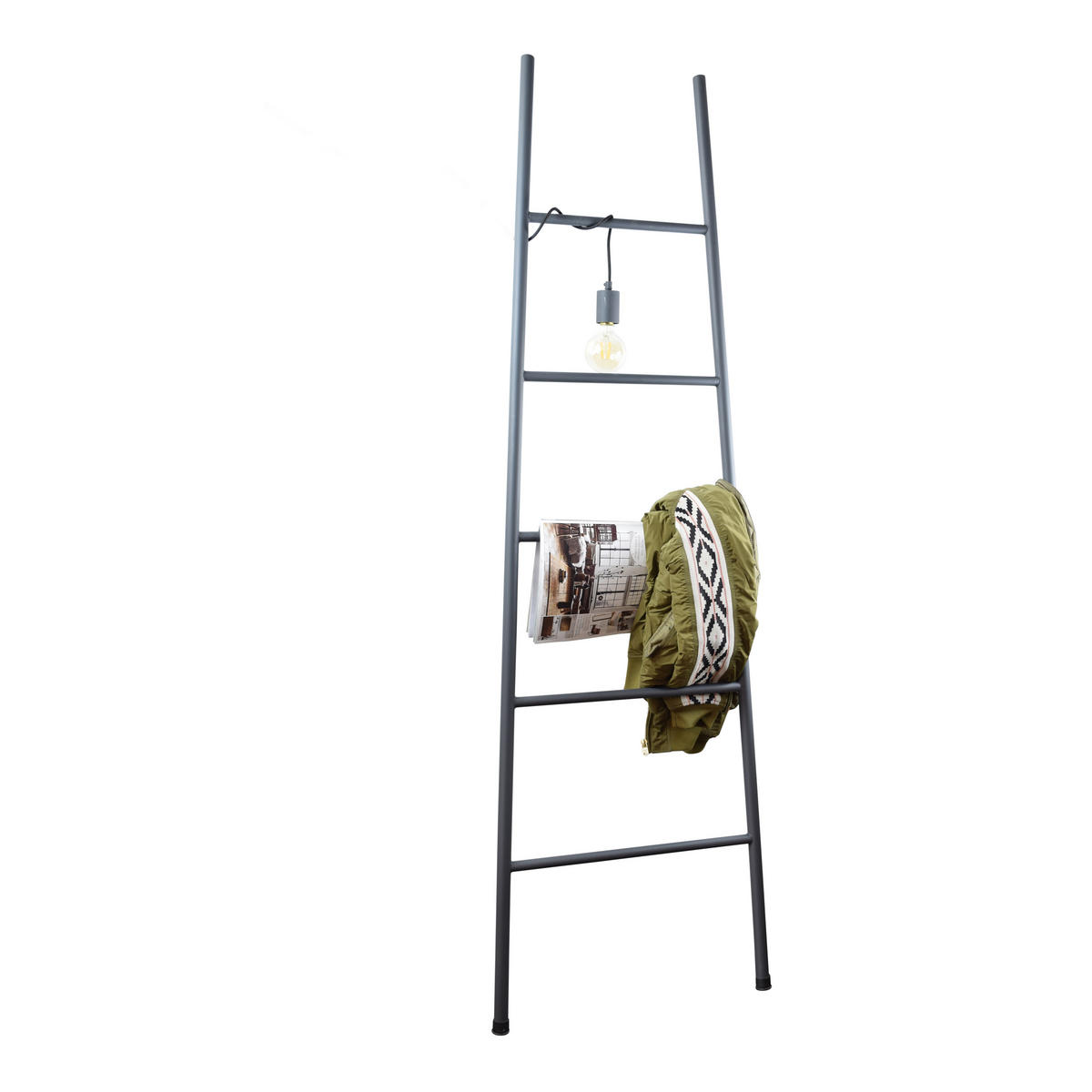 DEKORATIVE LEITER Firo Schwarz - Schwarz, Metall (50/160/4cm) - LOFT42