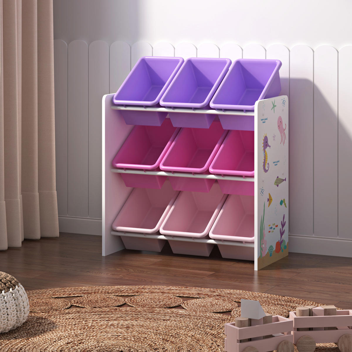 KINDERREGAL Muxía - Pink/Lila, Holzwerkstoff/Kunststoff (62/60/26.5cm) - [en.casa]