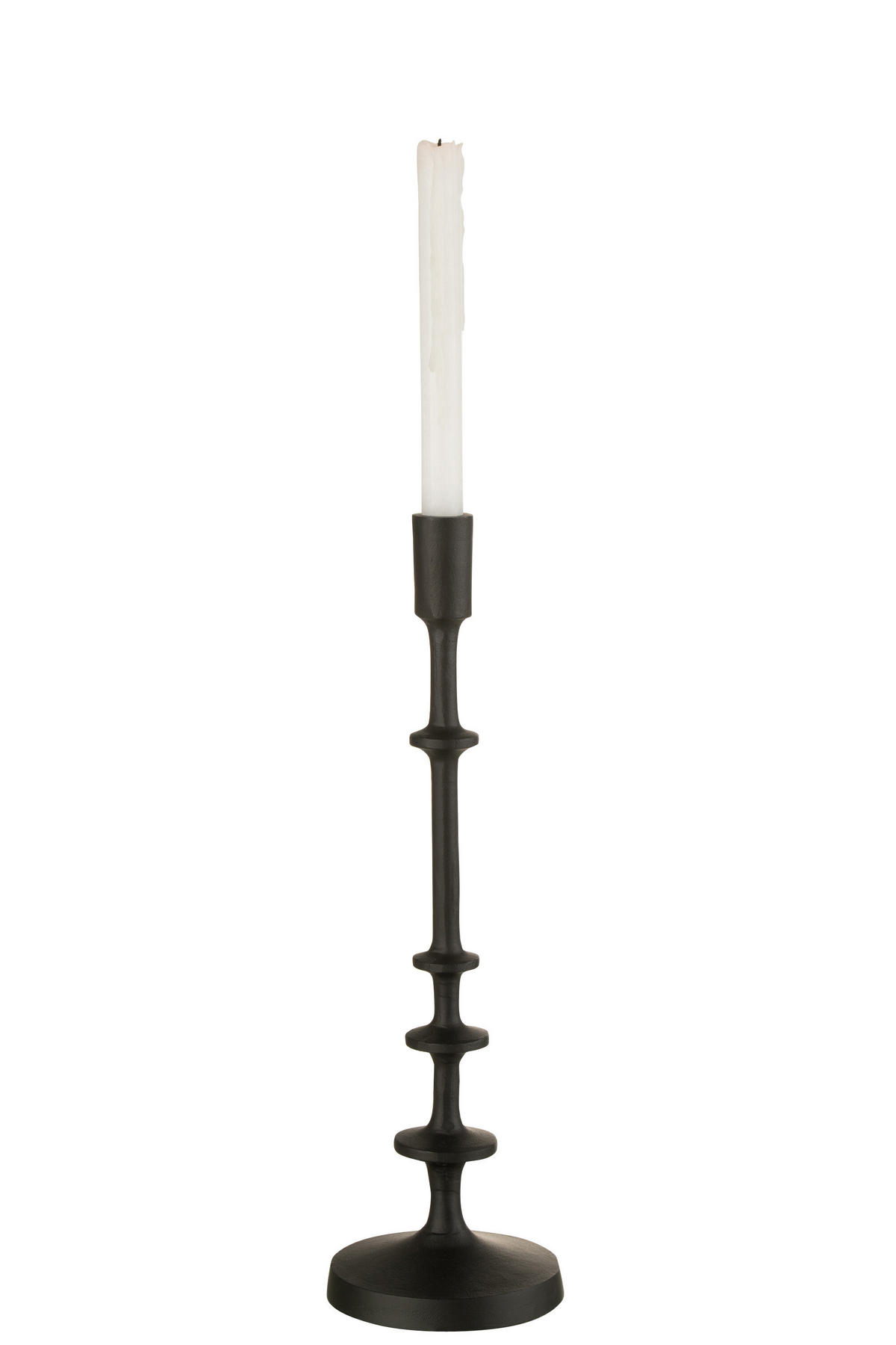 KERZENHALTER IZY - Aluminium - Schwarz - L - Schwarz, Metall (12.5/42cm) - J-Line