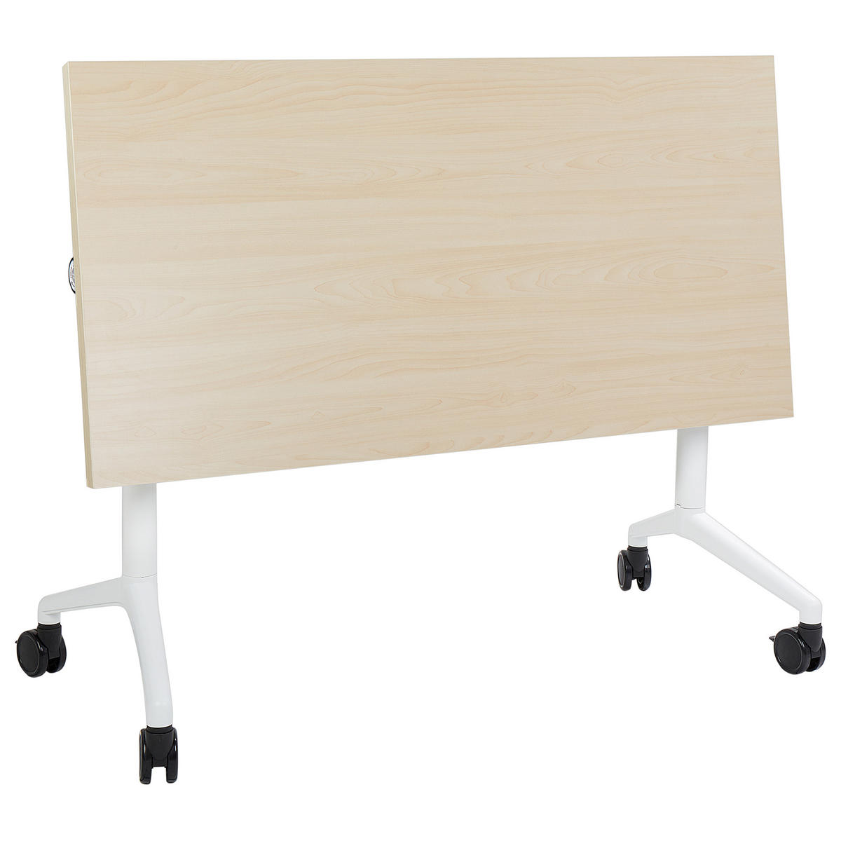 PSACÍ STŮL Skládací Světle hnědý 120/60 cm s kolečky Cavi - bílá/hnědá, kompozitní dřevo (60/120/75cm) - Beliani