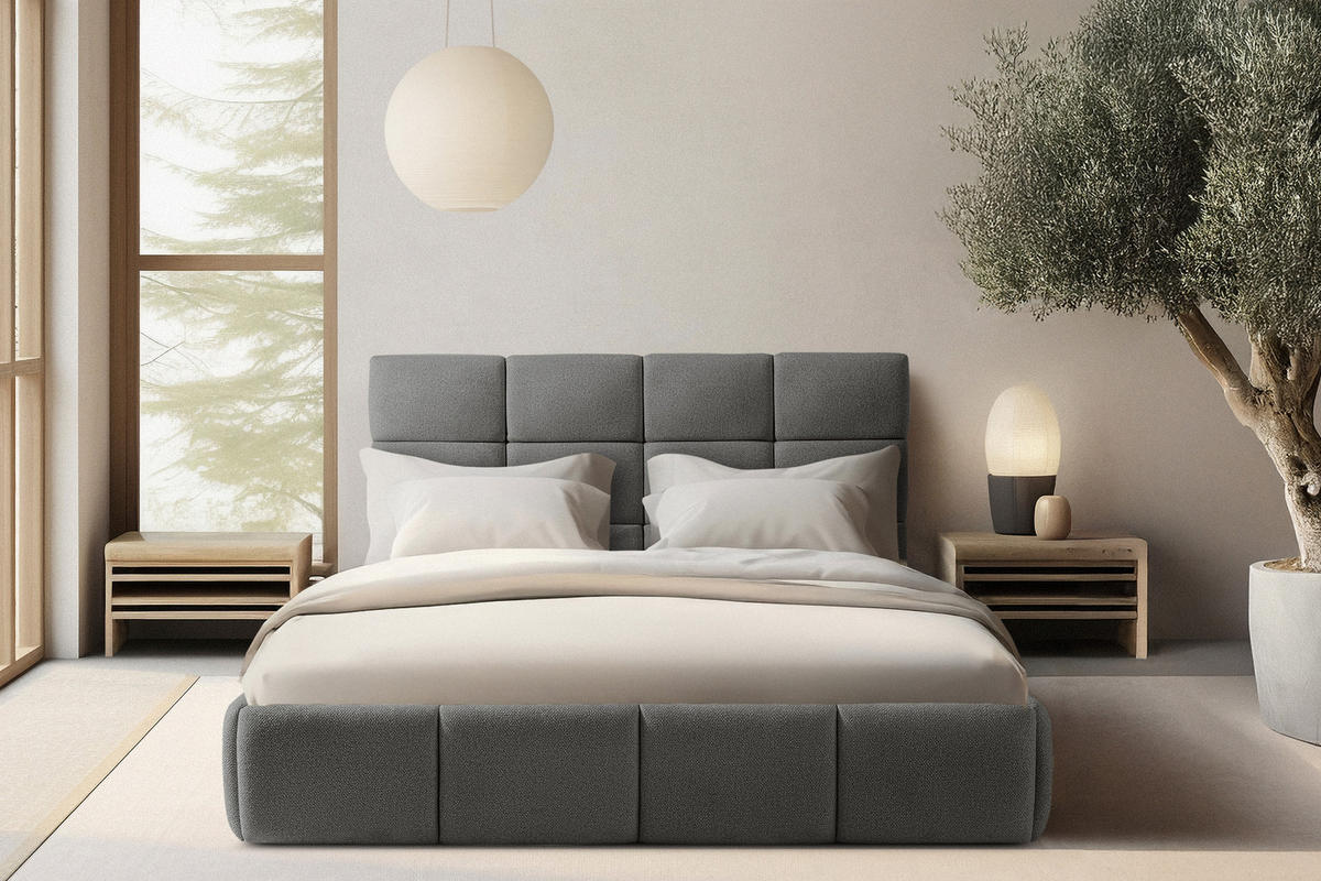 POLSTERBETT ALTOS Bouclé, dunkelgrau - Dunkelgrau, Holz/Holzwerkstoff (160/200cm) - KONSIMO®