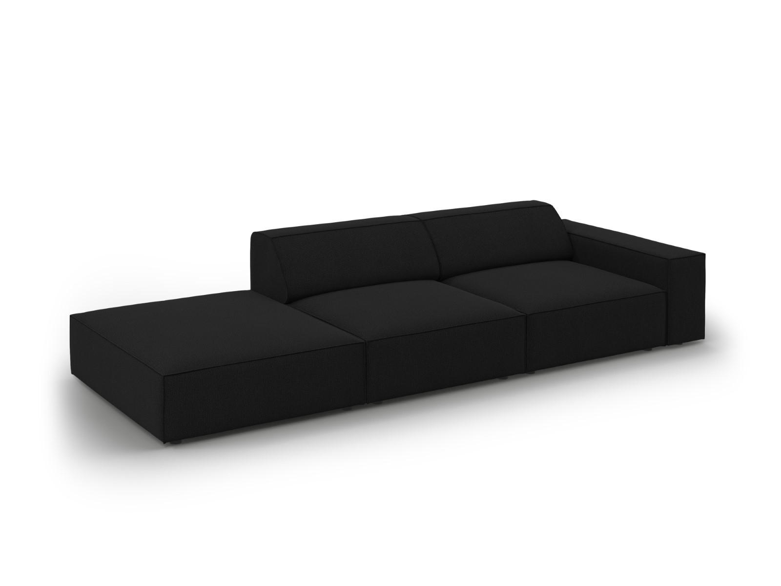 SOFA Jodie aus strukturiertem Stoff schwarz 3 Sitzplätze - Schwarz, Textil (102/70/262cm) - Micadoni