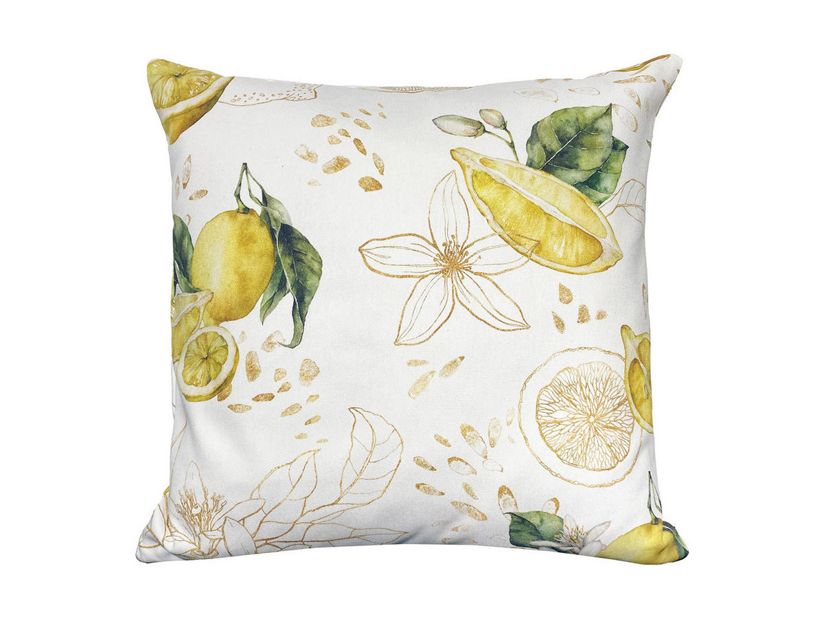 KISSENHÜLLE Italy Collection Zitronen 40/40 cm - Ecru/Gelb, Textil (40/40cm) - beties Heimtextil