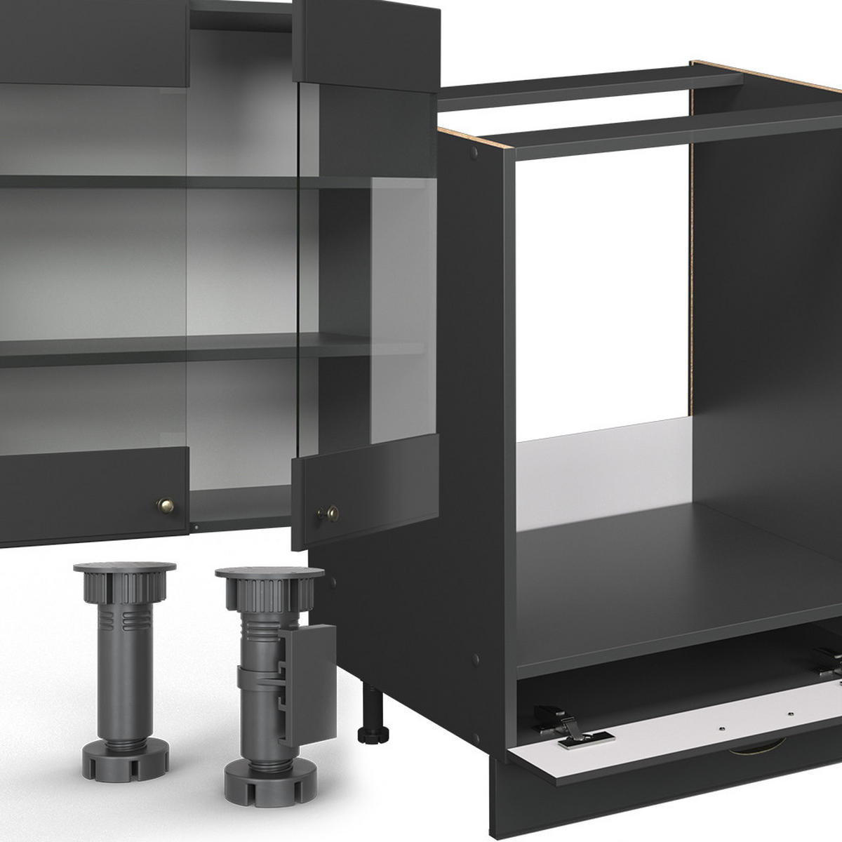 KUCHYŇSKÝ KOUT Fame-Line Anthrazit-Gold Landhaus - antracitová, kompozitní dřevo (300/81.6/60cm) - Vicco