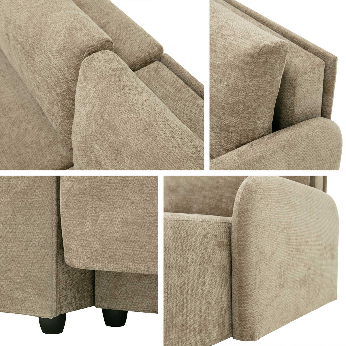 ECKSCHLAFSOFA Nest - Creme/Schwarz, Holz/Kunststoff (233/160cm) - MIRJAN24