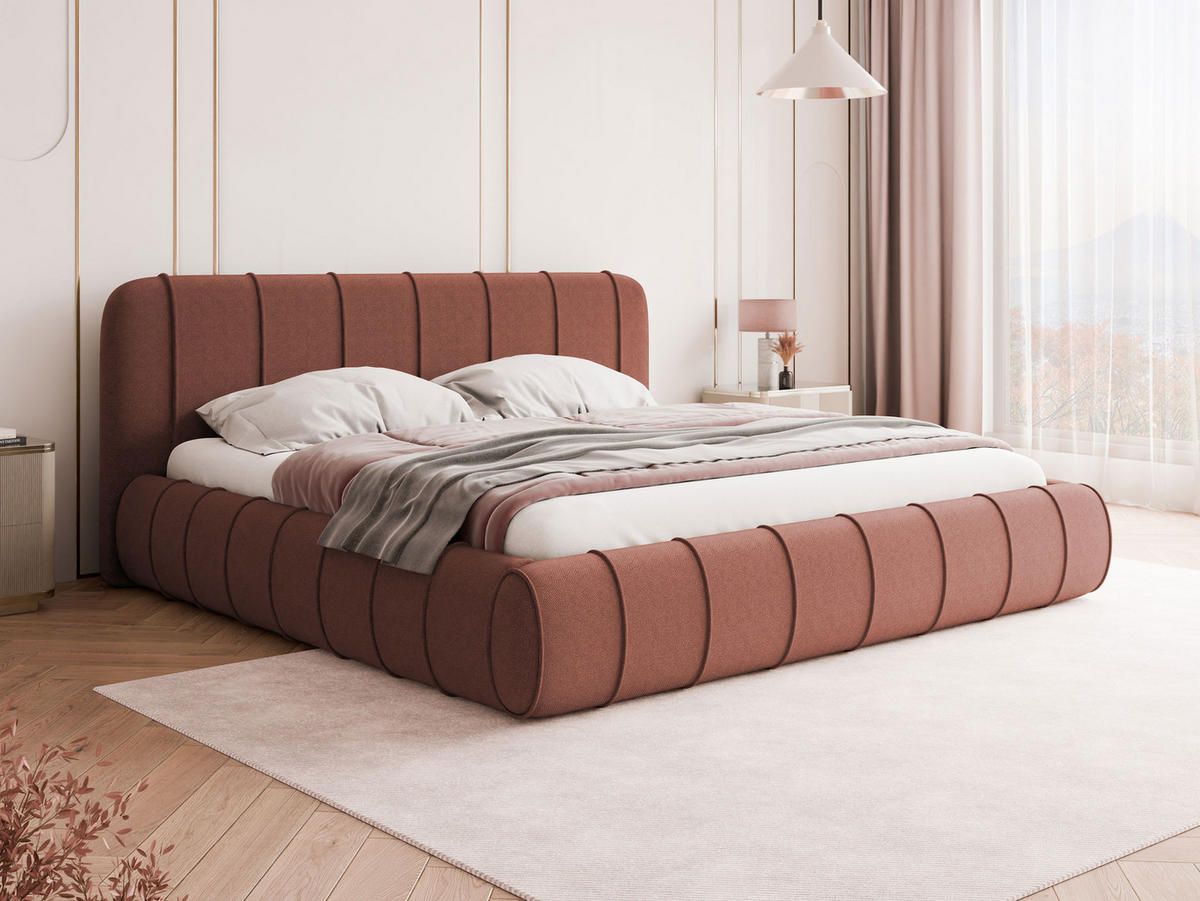 POLSTERBETT Slim XI - Rosa, Holz/Holzwerkstoff (200/200cm) - MIRJAN24