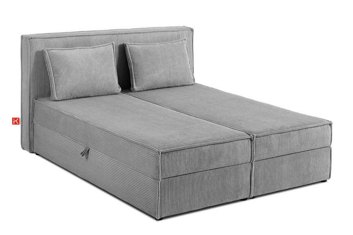 BOXSPRINGBETT ROTI mit Stauraum, hellgrau - Hellgrau/Schwarz, Holz/Holzwerkstoff (140/200cm) - KONSIMO®