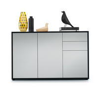 KOMODA Ben V3 Crna mat/Svjetlosiva svilenkasto mat (117 x 74 x 36 cm) - sivo-bež, drvni materijal (117/74/36cm) - Vladon