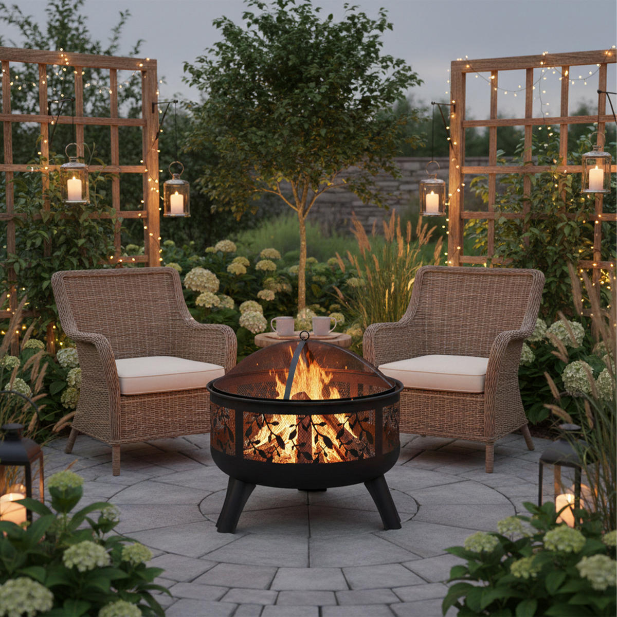 FEUERSCHALE - Schwarz, Metall (60/60/60cm) - Relaxdays