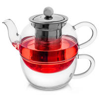 TEEKANNE Glas mit Tasse und Teesieb 300+350 ml 2 Stück. - Transparent, Glas (0.3L) - Orion 