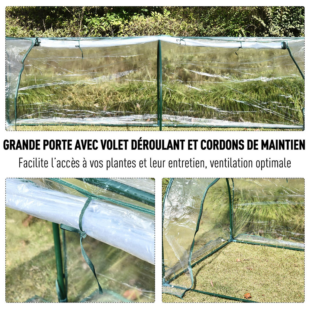 GEWÄCHSHAUS DE-11899 mit 2 Türen & PVC-Bache Grün - Transparent, Metall (100/80/250cm) - ComfortXL
