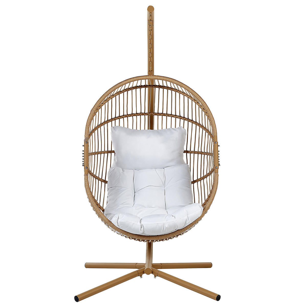 HÄNGESESSEL mit beigem PE Rattangestell Acri - Beige, Kunststoff (98/197/120cm) - Beliani