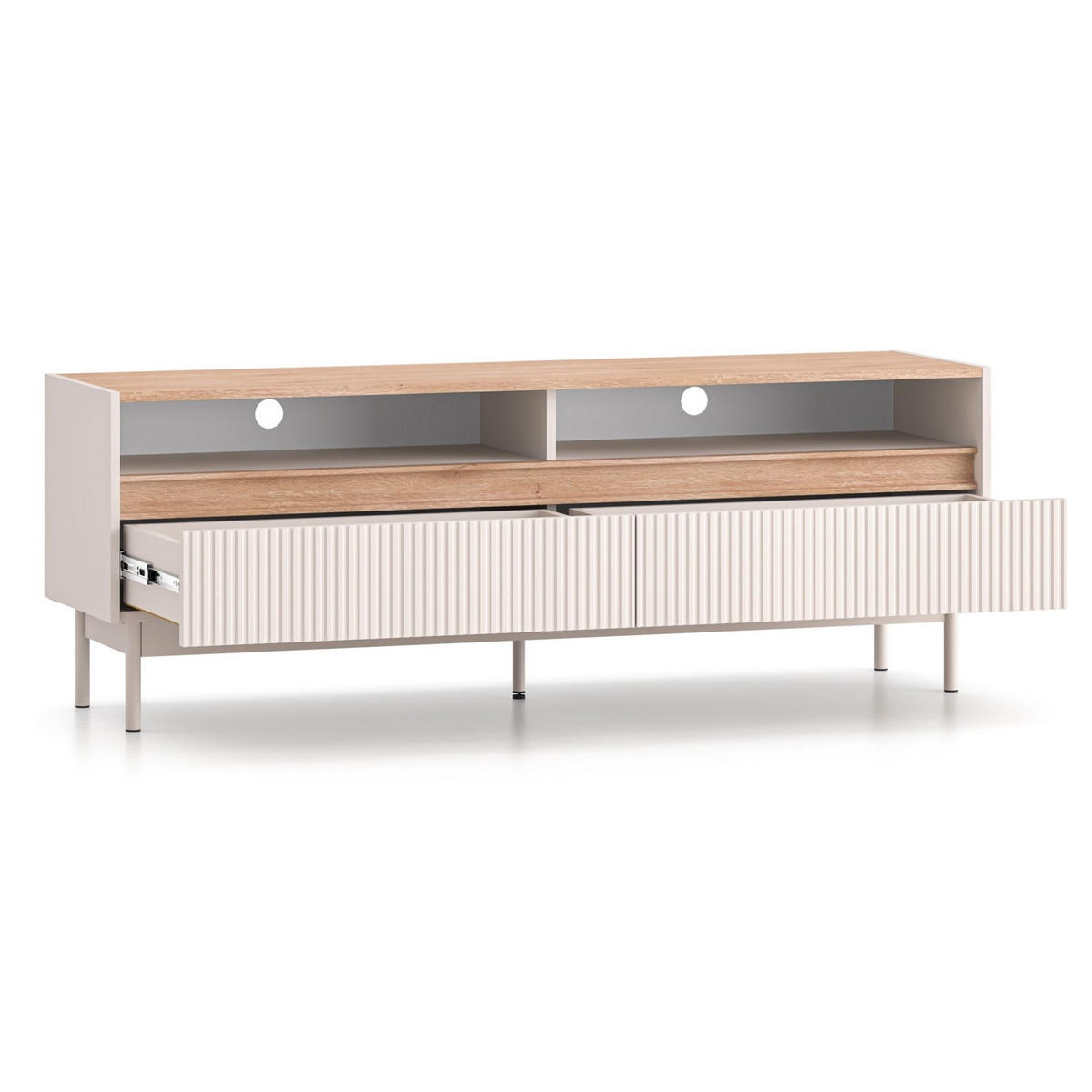 TV-LOWBOARD Dunea Kaschmirgrau/Eichenholzoptik 154/40/55 cm - Taupe/Beige, Holzwerkstoff/Metall (154/55/40cm) - Selsey