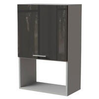 MIKROWELLENUMBAUSCHRANK Essen W4MK/60 Graphit Hochglanz / Grau Matt 60 / 32,5 / 96cm - Graphitfarben/Grau, Holz/Holzwerkstoff (60/96/32.5cm) - Feldmann-Wohnen