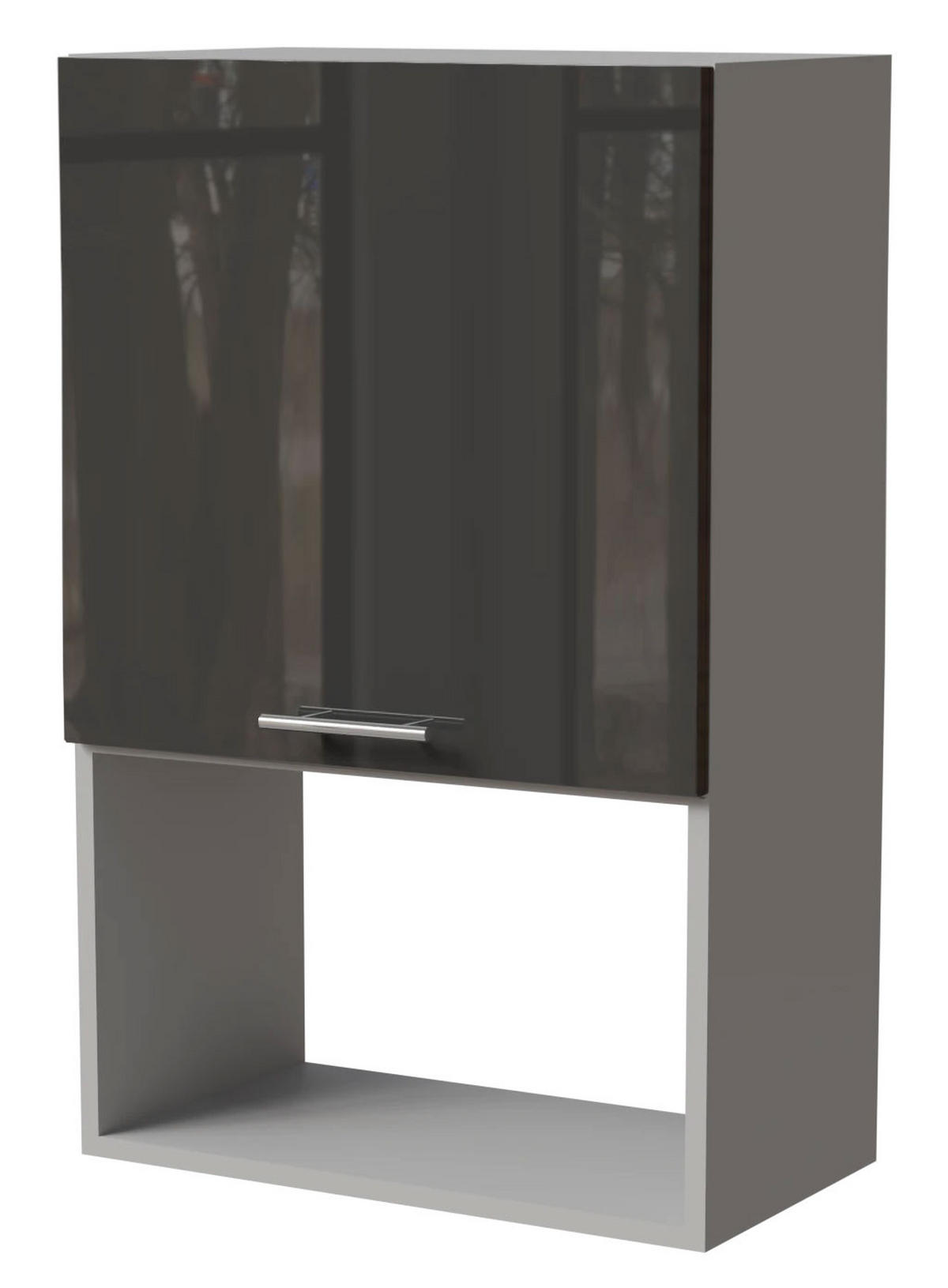 MIKROWELLENUMBAUSCHRANK Essen W4MK/60 Graphit Hochglanz / Grau Matt 60 / 32,5 / 96cm - Graphitfarben/Grau, Holz/Holzwerkstoff (60/96/32.5cm) - Feldmann-Wohnen