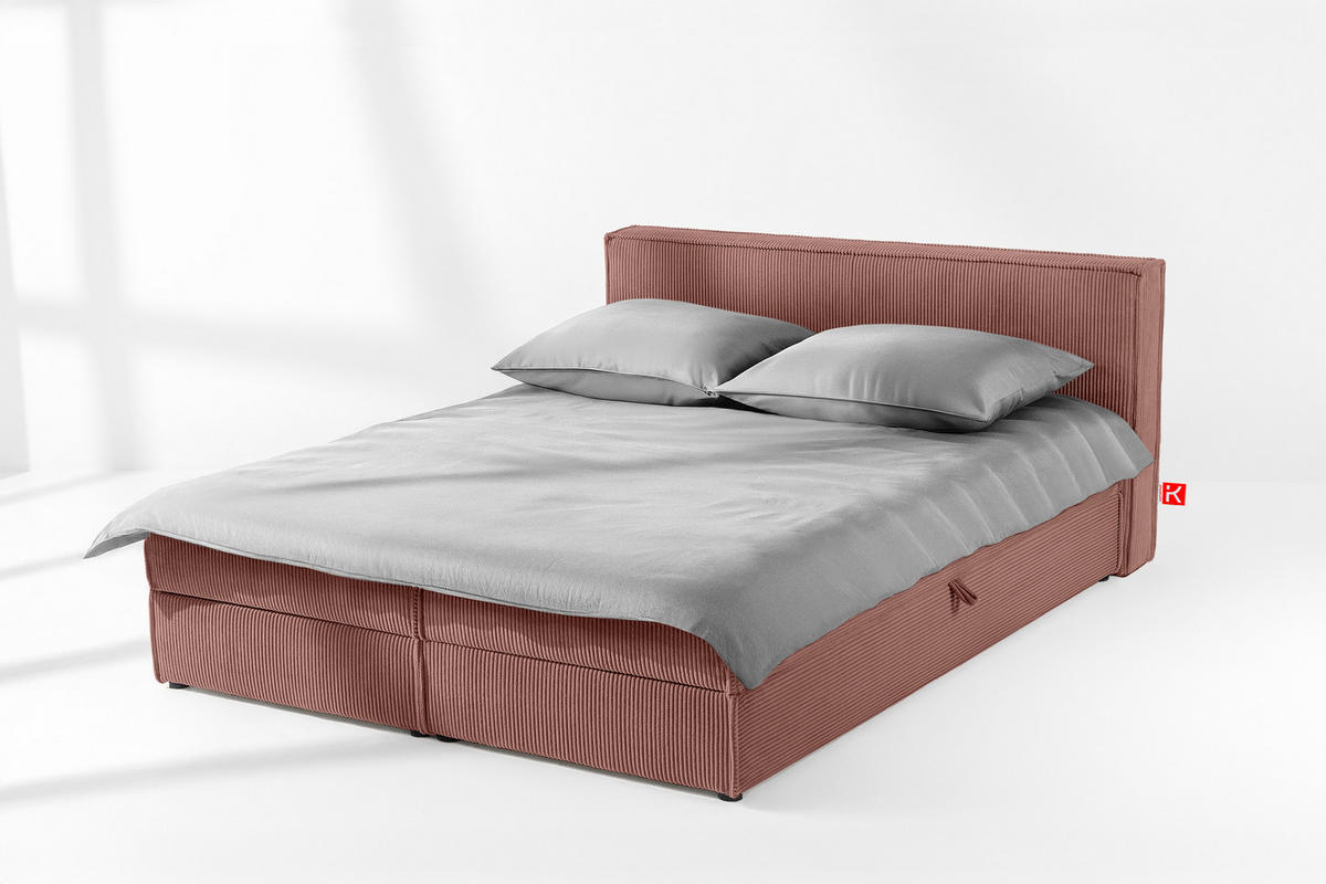 BOXSPRINGBETT ROTI mit Stauraum, rosa - Schwarz/Rosa, Holz/Holzwerkstoff (180/200cm) - KONSIMO®
