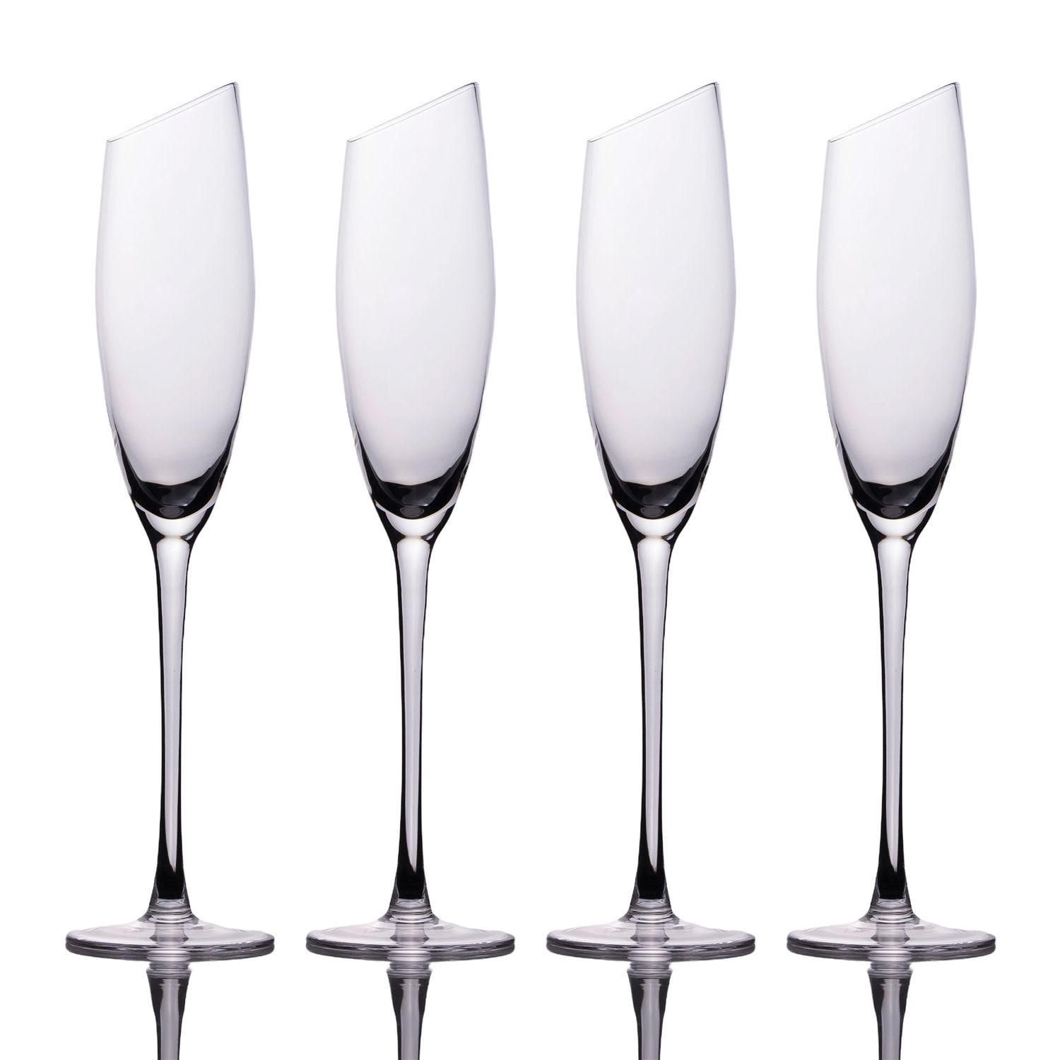 CHAMPAGNER/SEKT Glas mit moderner Kante 150 ml (4er-Set) - Transparent, Glas (0.15L) - Intirilife