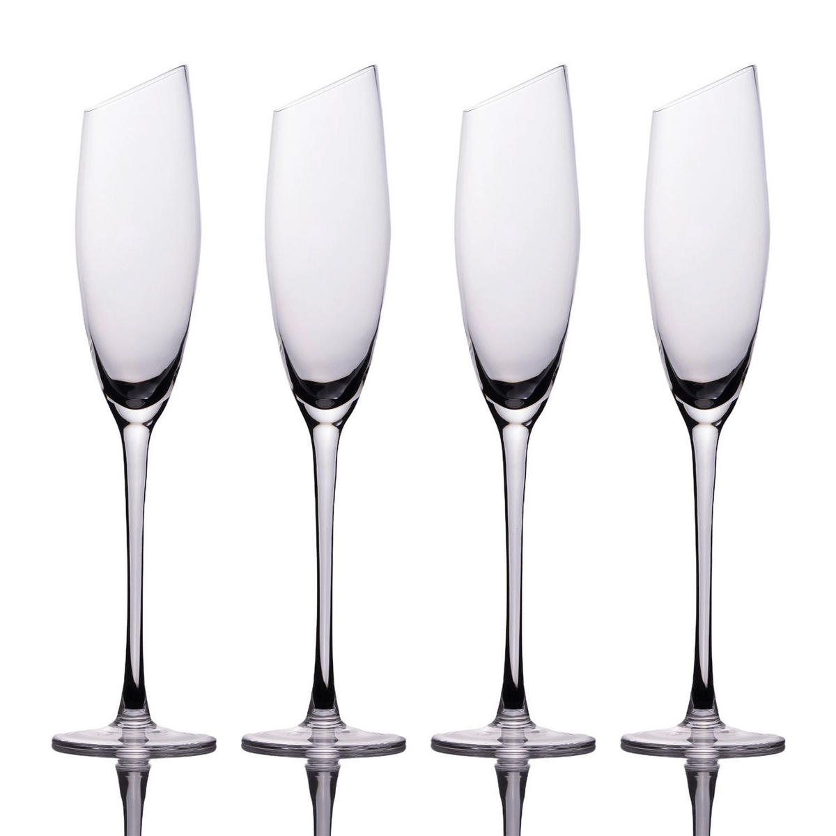CHAMPAGNER/SEKT Glas mit moderner Kante 150 ml (4er-Set) - Transparent, Glas (0.15L) - Intirilife