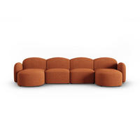 PANORAMASOFA Blair aus Chenille-Stoff mischung terrakotta 6 Sitzplätze - Terra cotta, Textil (155/80/350cm) - Micadoni