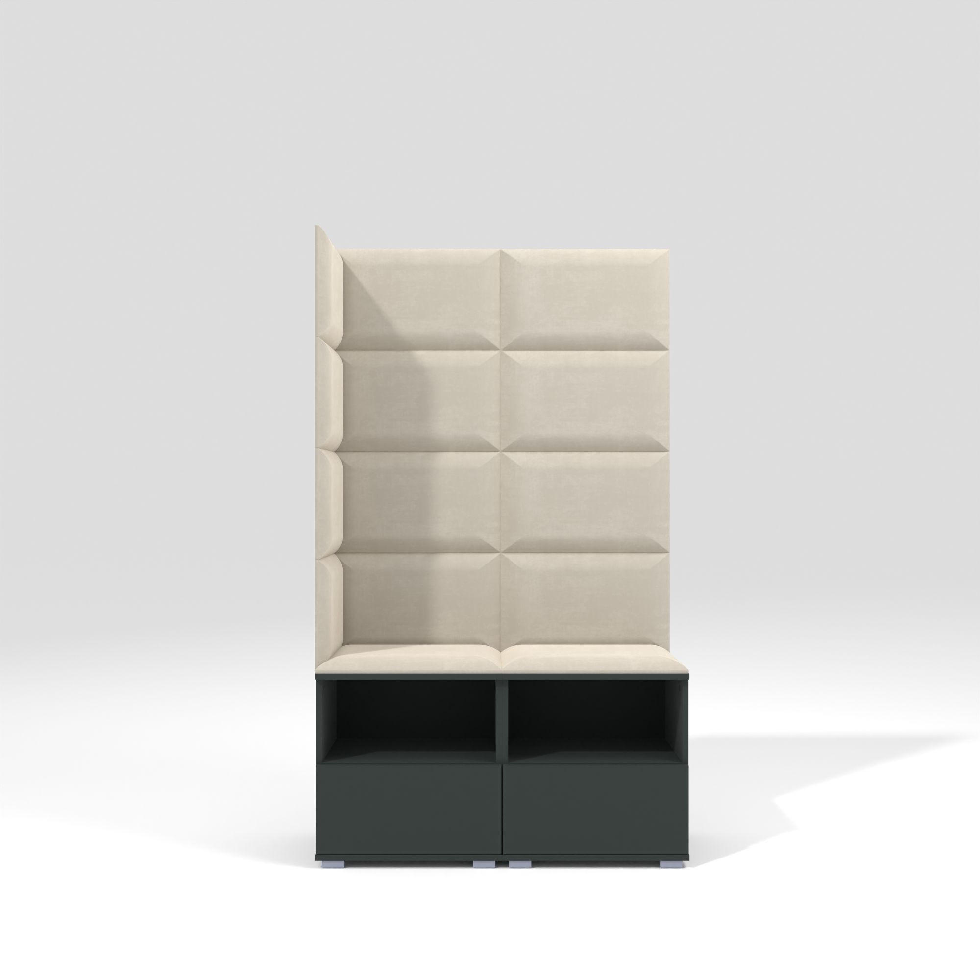 GARDEROBEN-SET Nela V mit gepolsterten Paneelen 100/174/40 - Silberfarben/Creme, Holzwerkstoff/Kunststoff (100/174/40cm)