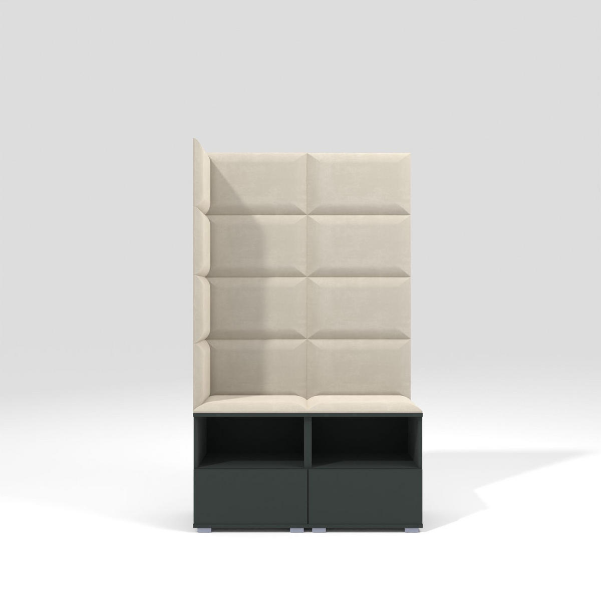 GARDEROBEN-SET Nela V mit gepolsterten Paneelen 100/174/40 - Silberfarben/Creme, Holzwerkstoff/Kunststoff (100/174/40cm)