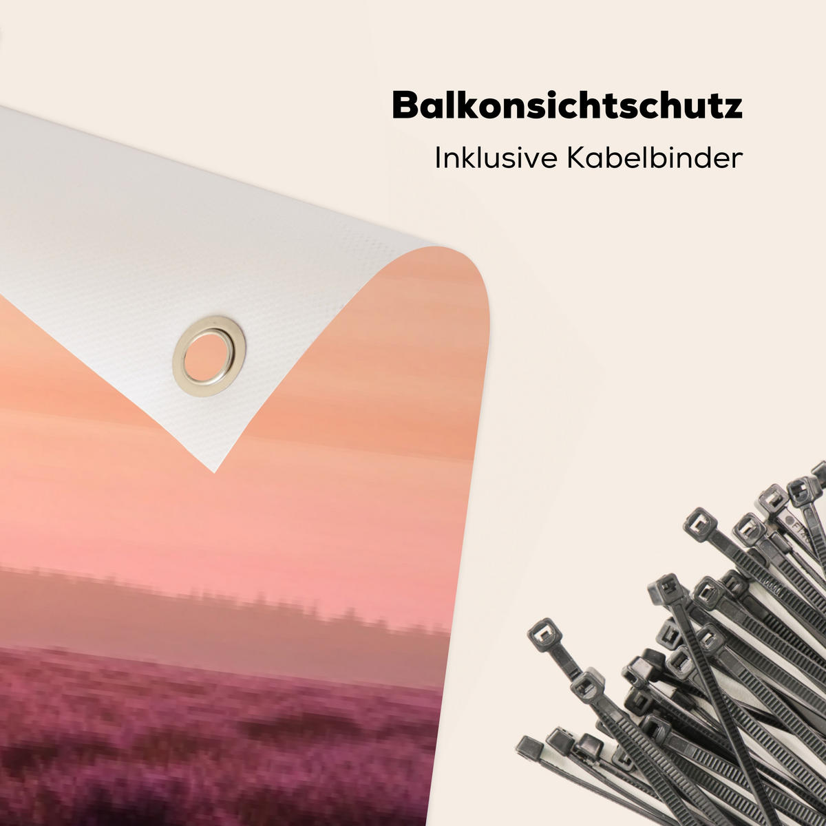 BALKON-SICHTSCHUTZ Baum - Heidekraut - Sonnenaufgang - Flieder, Kunststoff (500/85cm) - MuchoWow