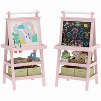 MALTAFEL DE-18198 3-in-1 mit Magnet- & Kreidetafel Rosa - Pink, Holzwerkstoff (48/118/59cm) - ComfortXL