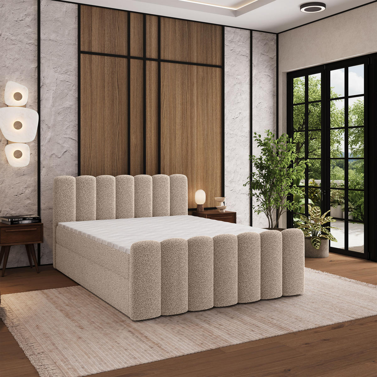 BOXBETT CELLA 160x200 cm mit Matratze und Topper - Beige - Beige, Holz (160/200cm) - MASSENO