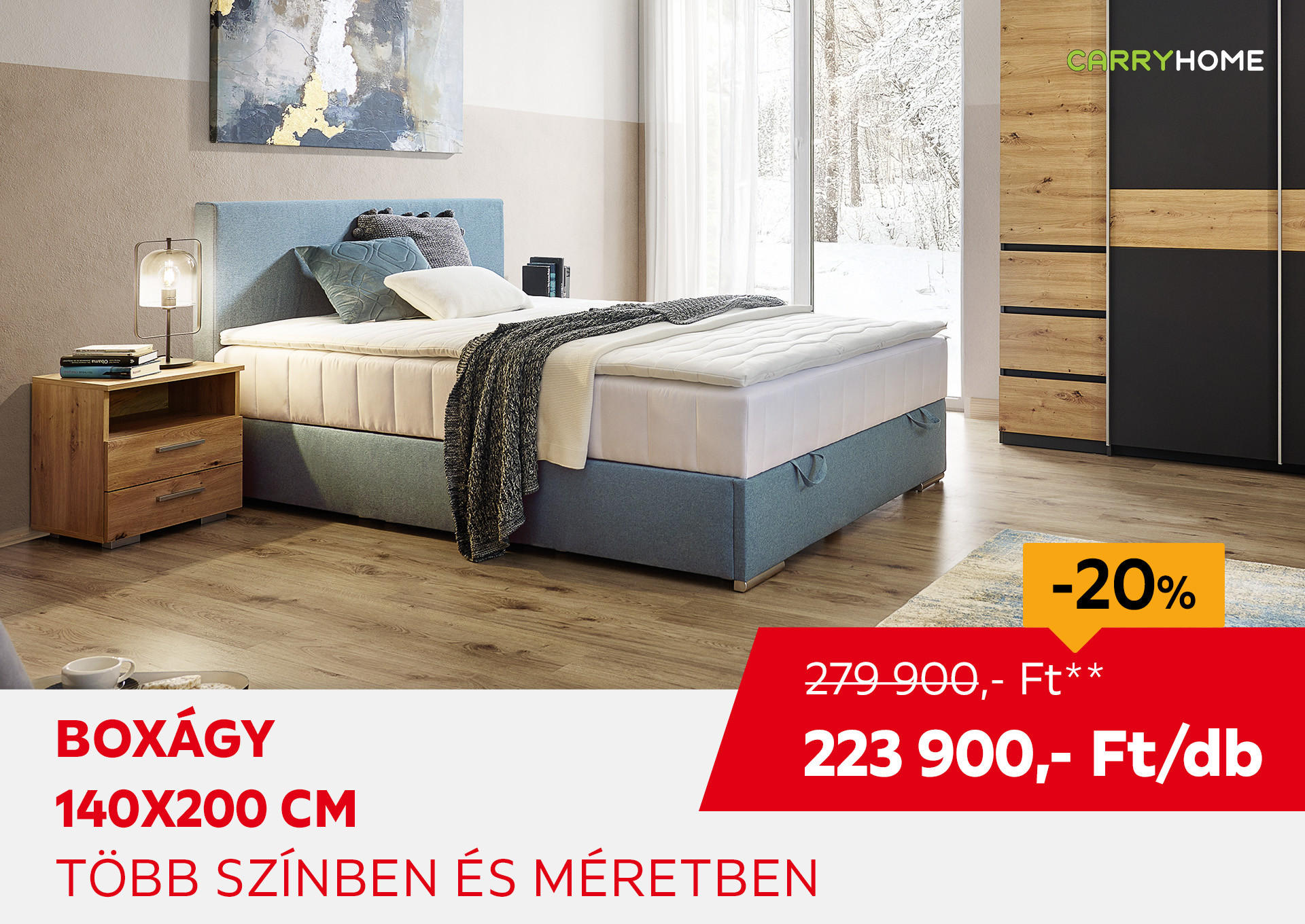 BOXÁGY /DB 140x200 cm Kiemelt termék 279900 Ft.- helyett 223900 Ft.-