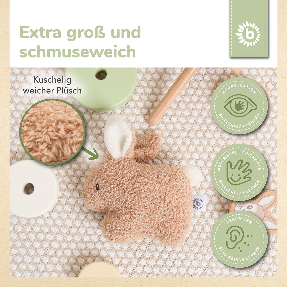 KUSCHELTIER Hase aus Boucle - Ab Geburt - Braun, Textil (13/17cm) - Bieco Spielwaren