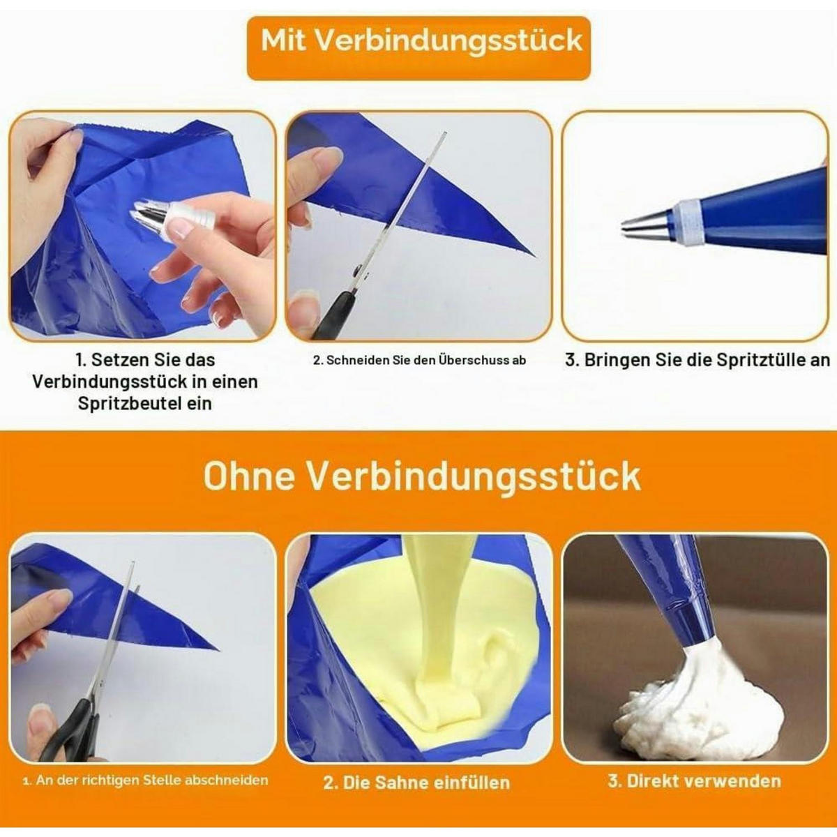 SPRITZBEUTEL 50 Stück 52 x 25 cm extra dick - Blau, Kunststoff (5.5/5.5/25.5cm)