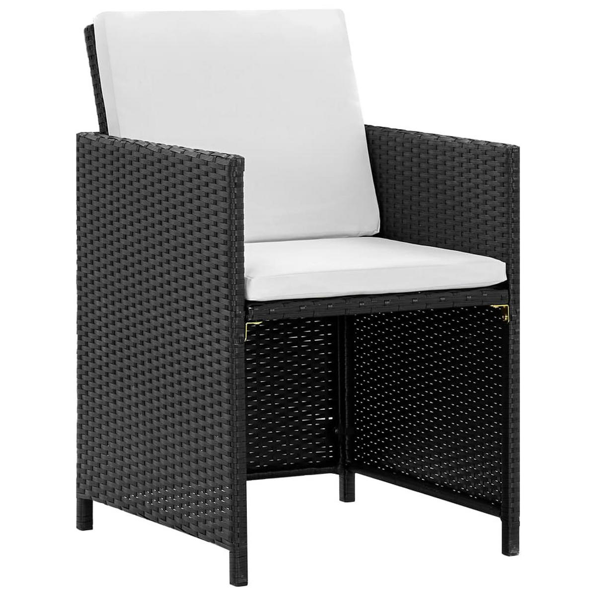 DINING-LOUNGESET mit Auflagen für 10 Personen, aus PE-Rattan, Schwarz und Weiß, 11-teiliges Set - Schwarz, Kunststoff - vidaXL