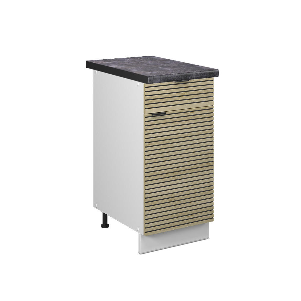 KÜCHENUNTERSCHRANK Fame-Line Eiche Paneel 40 cm , AP Anthrazit - Hellbraun/Eichefarben, Holzwerkstoff (40/82/60cm) - Vicco