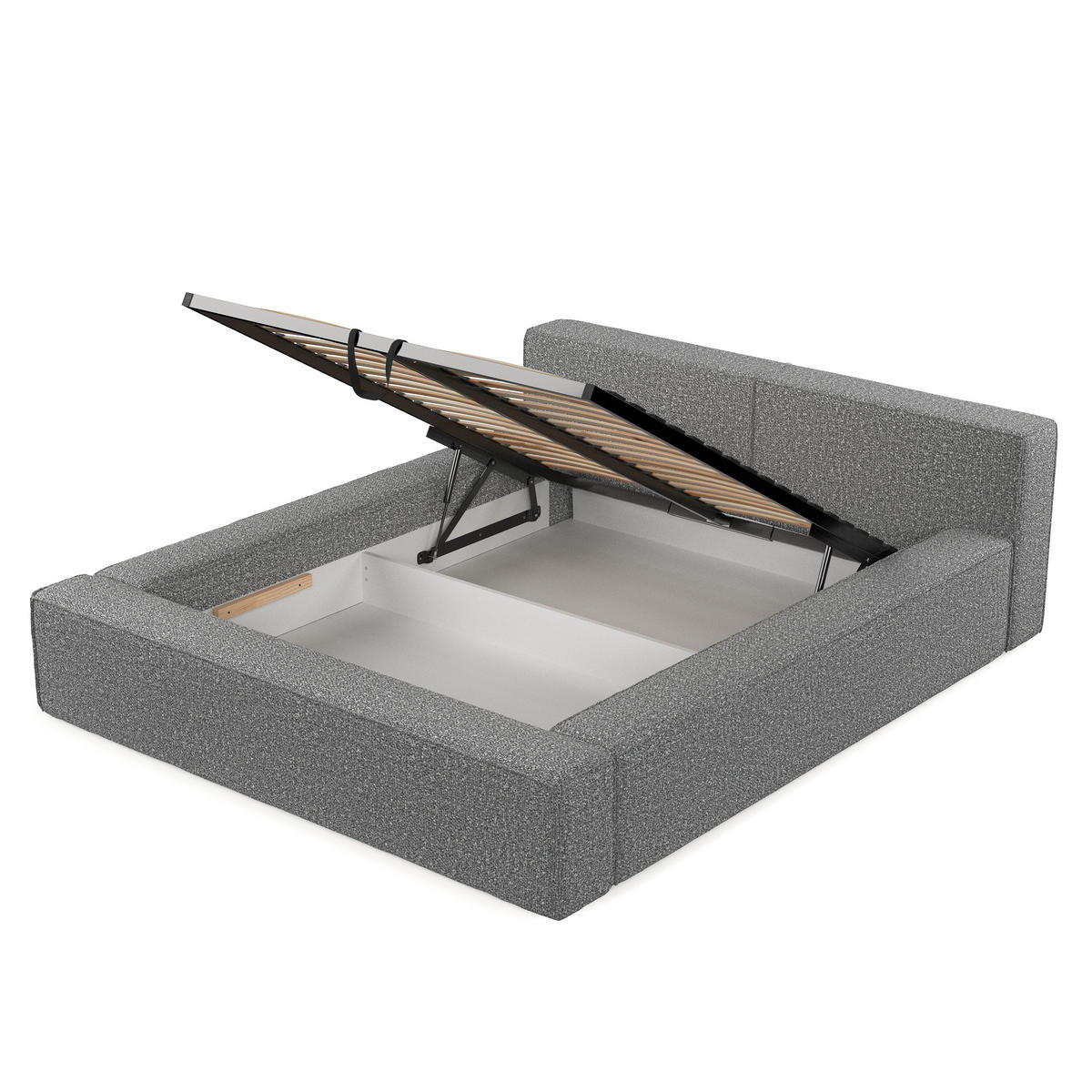 POLSTERBETT Casto mit Stauraum 140/200 cm Hellgrau im Blur Stoff - Hellgrau/Schwarz, Holz/Holzwerkstoff (140/200cm) - AltaBeds