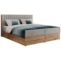 BOXBETT ALBERO 4 - 160/200 Hellgrau Struktur - H4 - Hellgrau, Holz/Textil (160/200cm) - MKS