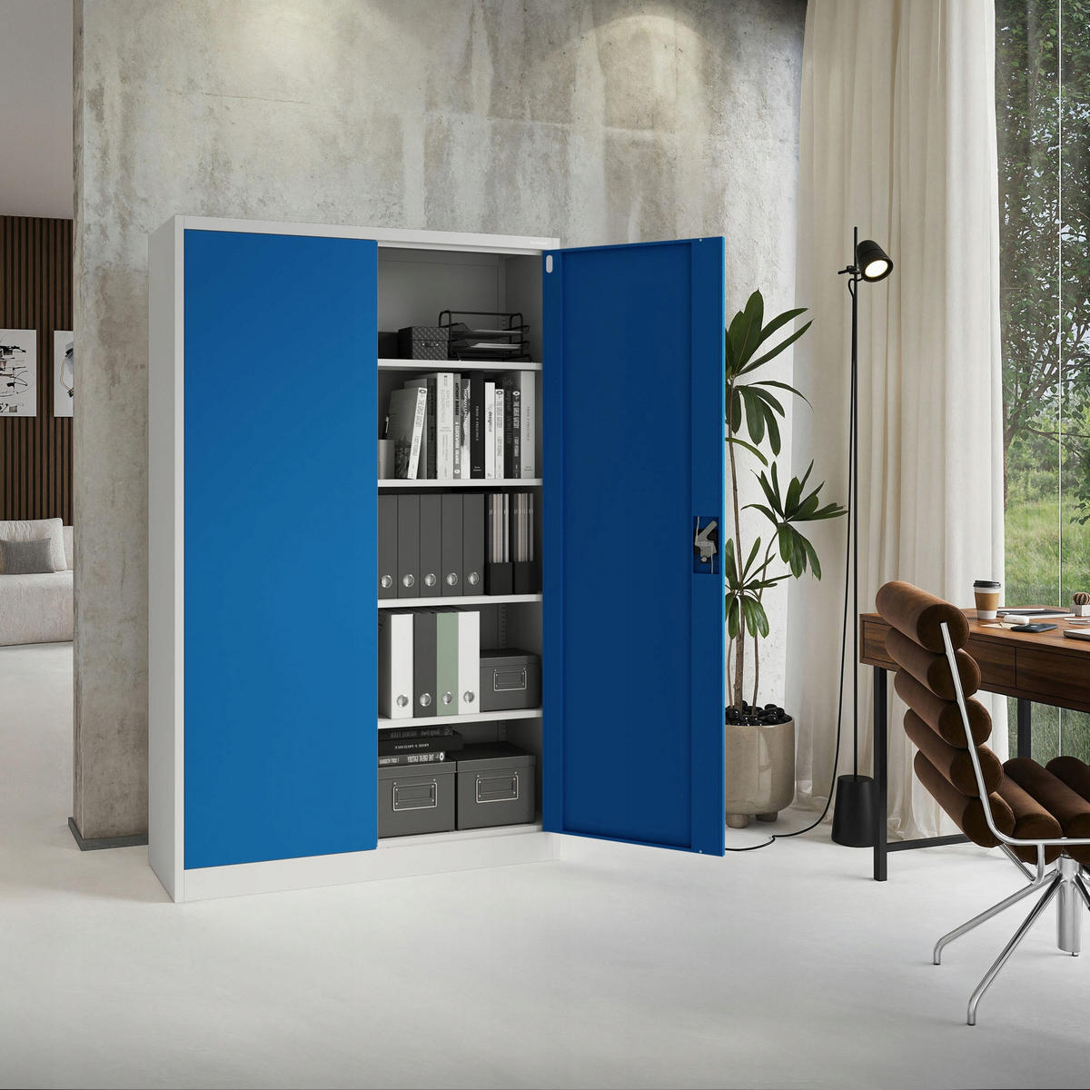 AKTENSCHRANK JAN II - Blau/Grau, Metall (115/185/40cm) - Jan Nowak