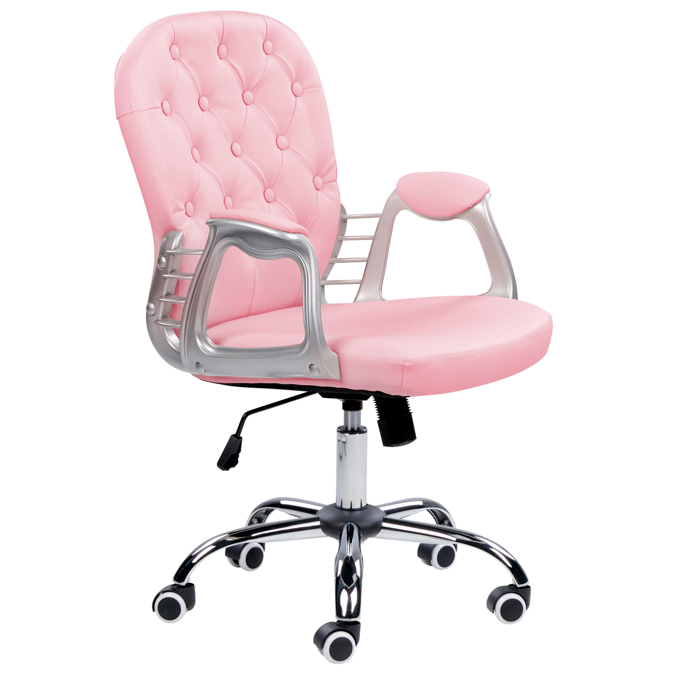 BÜROSTUHL Kunstleder Rosa Princess - Pink, Textil/Metall (60/98/60cm) - Beliani