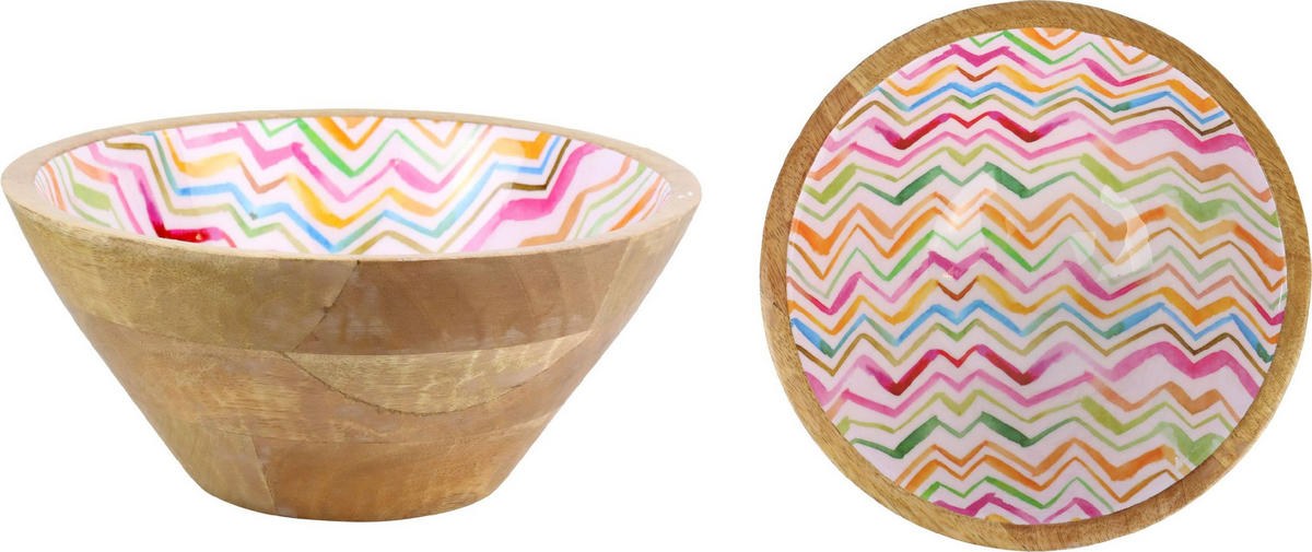 SCHALEN Zigzag Mangoholz 2er-Set - Naturfarben, Holz (25/11/25cm) - FURNARO