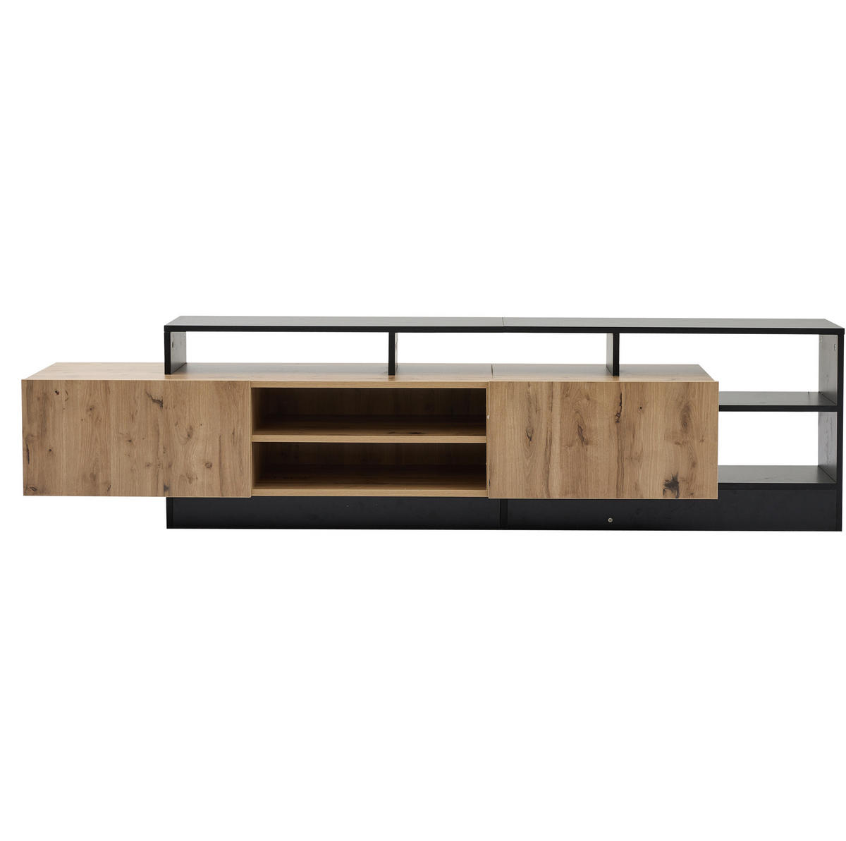 LOWBOARD 190/40/48,5 cm aus Spanplatte mit LED-Beleuchtung Eichefarben/Schwarz - Schwarz, Holzwerkstoff (190/48.5/40cm) - Modenvie