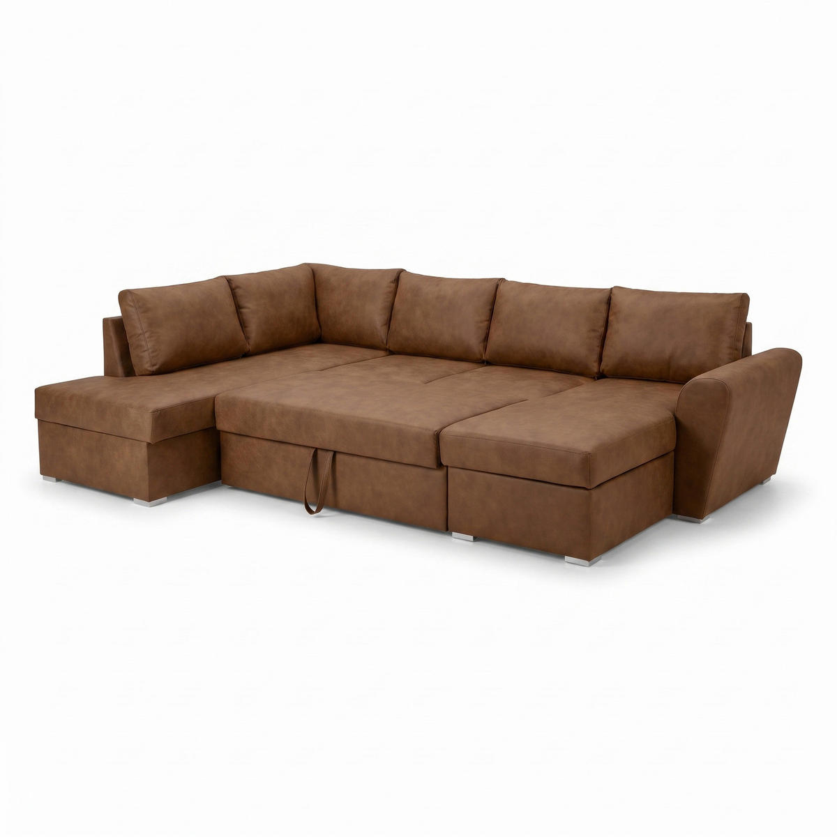 ECKSCHLAFSOFA, Stefan, Braun, Kunstleder, rechts, 203 x 160 x 85 cm - Braun, Leder/Textil (203/160cm) - ebuy24