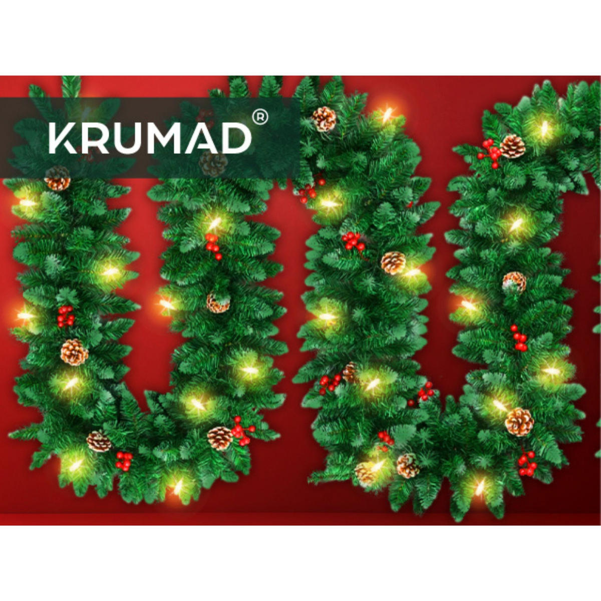 WEIHNACHTSGIRLANDE 3m mit 100 LED - Dunkelgrün, Kunststoff (300cm) - KRUMAD