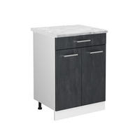 KÜCHENUNTERSCHRANK R-Line Schwarz Beton 60 cm AP Marmor - Schwarz/Weiß, Holzwerkstoff (60/81.6/60cm) - Vicco