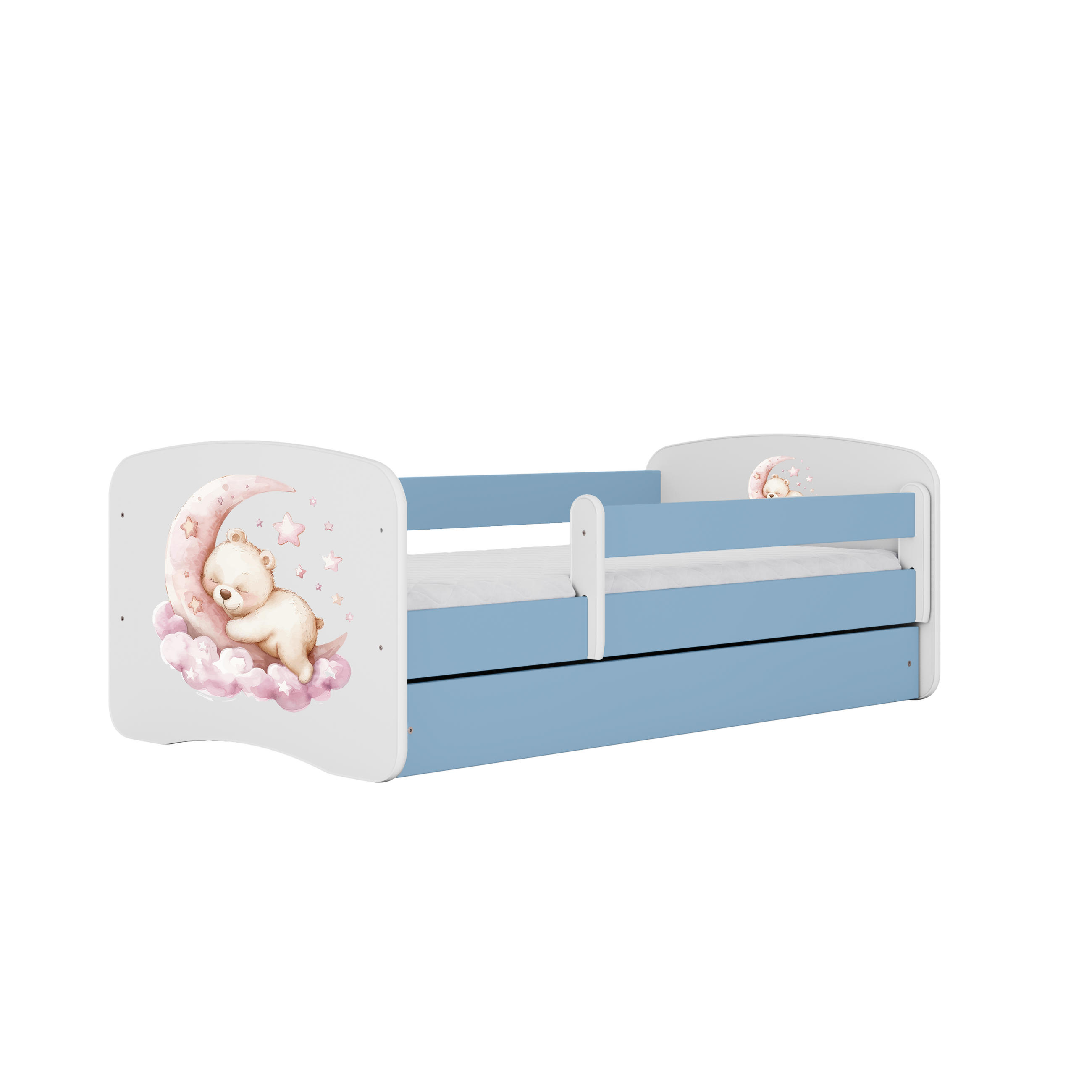 KINDERBETT Schlafen mit Schublade 140/70 80/61/144 - Blau, Holzwerkstoff (70/140cm) - RAUMHIRSCH FURNITURE