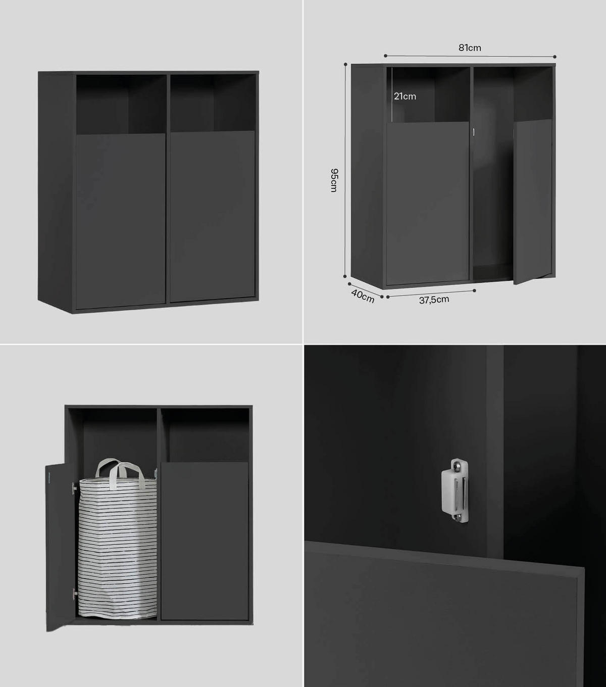 MEHRZWECKSCHRANK SET Der Allzweckwaffe - Schwarz, Holzwerkstoff (145/180/40cm) - Mokebo